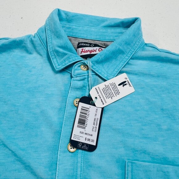 JOHNNIE-O MEDIUM HANGIN'OUT THE LOCAL POLO Short Sleeve Shirt MONTEGO Blue NWT - Picture 2 of 8